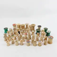 Lot of Assorted Wooden Spools Mixed Sizes Colors 1.1 lb Craft Supply