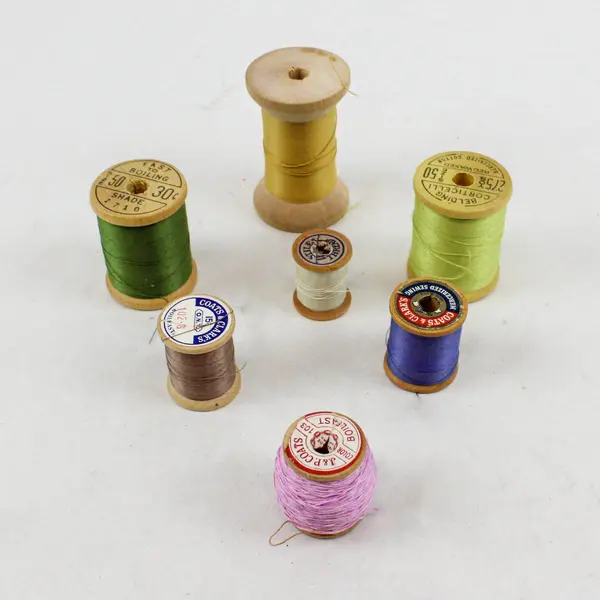 Lot of 7 Sewing Thread Spools Assorted Colors Pre-Owned