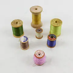 Lot of 7 Sewing Thread Spools Assorted Colors Pre-Owned
