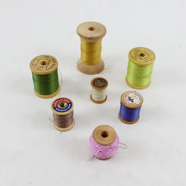 Lot of 7 Sewing Thread Spools Assorted Colors Pre-Owned