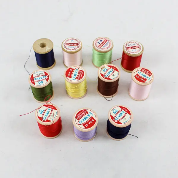 Lot of 11 Mixed Brand Sewing Thread Spools Clark's J&P Coats Craft