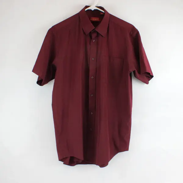 Ralph Marlin Italy Mode Men's 15 1/2 Maroon Short Sleeve Button Shirt