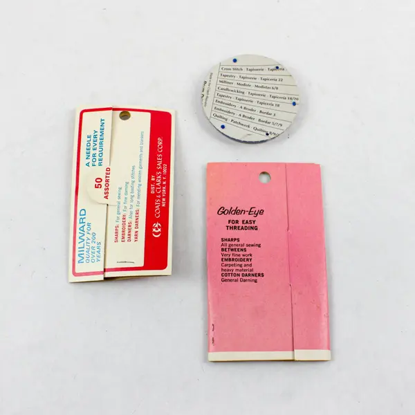 Vintage Lot of 3 Sewing Needles Clark's Penneys Milward Blue Case