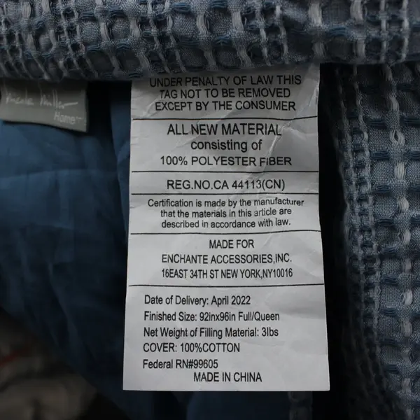 Nicole Miller Home Blue Waffle Comforter Set Full/Queen 3 Piece Shams