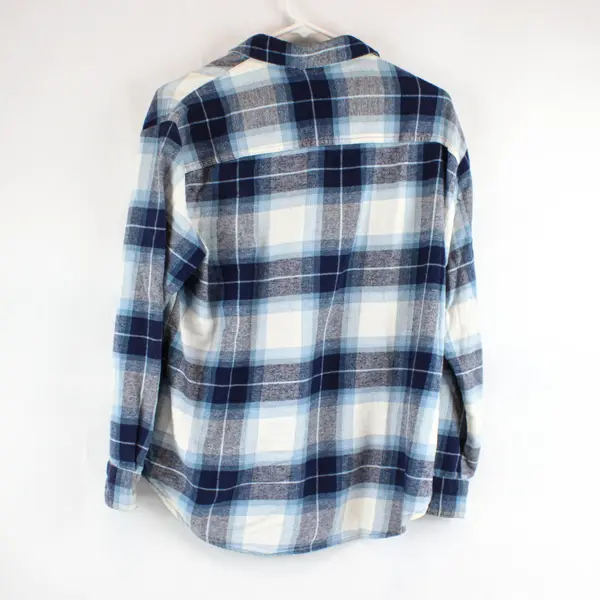 Blue & White Women's Plaid Flannel Shirt Size Medium Estimated Button Down