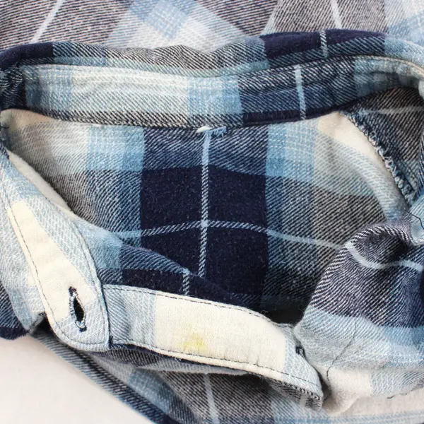 Blue & White Women's Plaid Flannel Shirt Size Medium Estimated Button Down