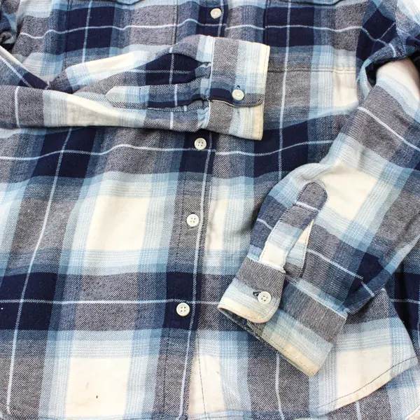 Blue & White Women's Plaid Flannel Shirt Size Medium Estimated Button Down