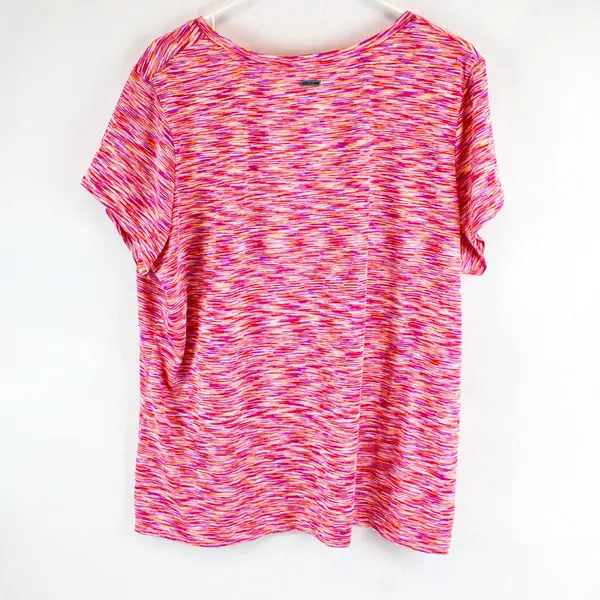 Spalding Red/Purple Striped V Neck Short Sleeve Top Women's Size 2X