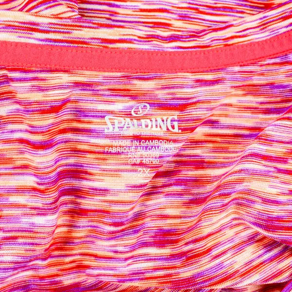 Spalding Red/Purple Striped V Neck Short Sleeve Top Women's Size 2X