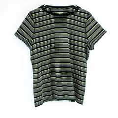 Liz Claiborne Women's Black Green/White Stripes Short Sleeve Shirt Size XL