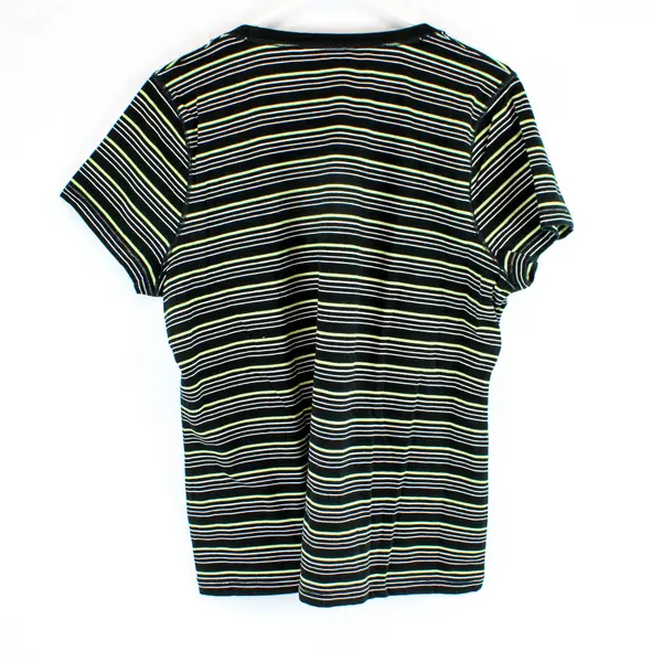 Liz Claiborne Women's Black Green/White Stripes Short Sleeve Shirt Size XL