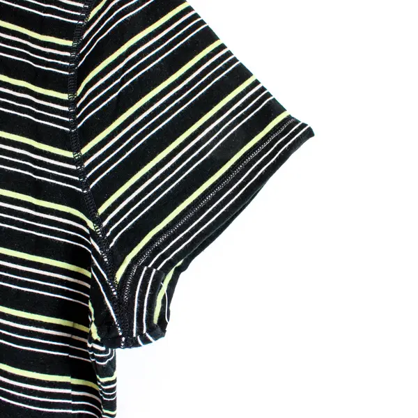 Liz Claiborne Women's Black Green/White Stripes Short Sleeve Shirt Size XL