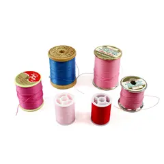 Lot of 6 Assorted Sewing Thread Spools Pink Blue Red