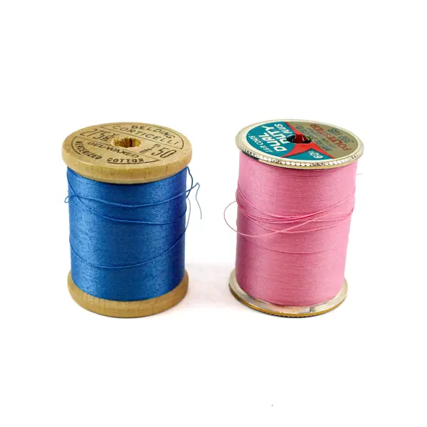 Lot of 6 Assorted Sewing Thread Spools Pink Blue Red