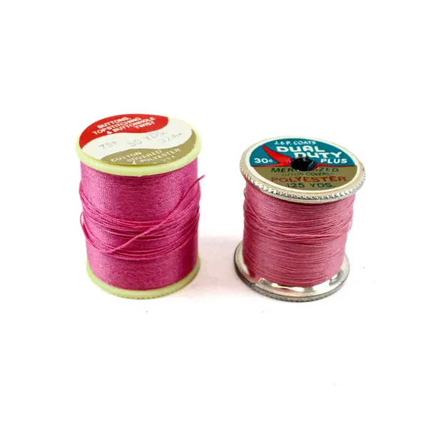 Lot of 6 Assorted Sewing Thread Spools Pink Blue Red