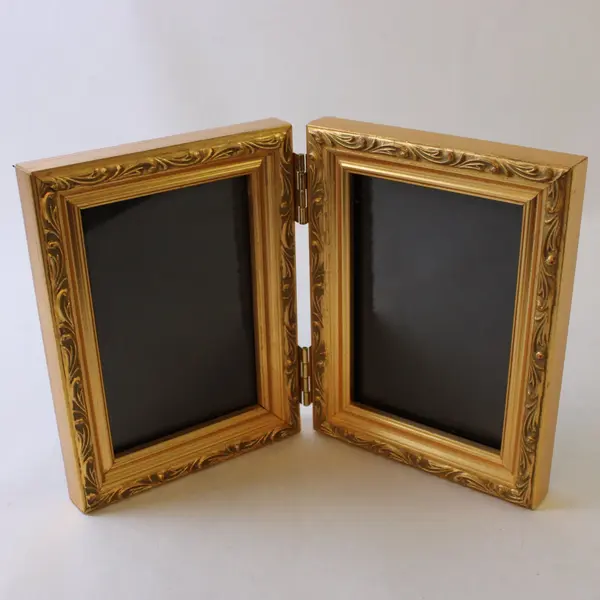 Fetco Gold Finish Ornate Bifold Tabletop Picture Frame 3.5"x5"