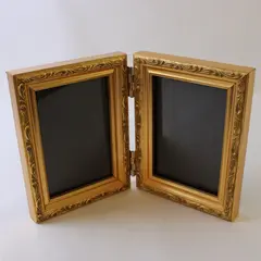 Fetco Gold Finish Ornate Bifold Tabletop Picture Frame 3.5"x5"