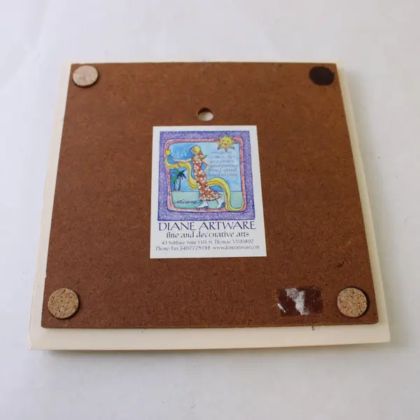 Diane Artware Hand-Painted Yellow Hibiscus Tile 6" x 6"