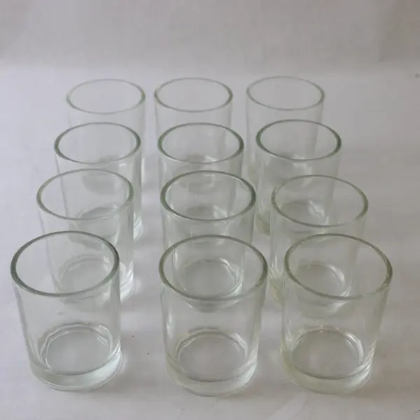 Set of 12 Clear Glass Short Tealight Votive Candle Holders
