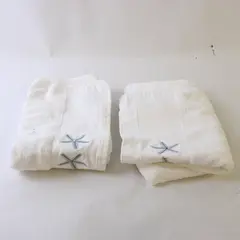 Set of 2 Cynthia Rowley Starfish Embroidered White Hand Towels