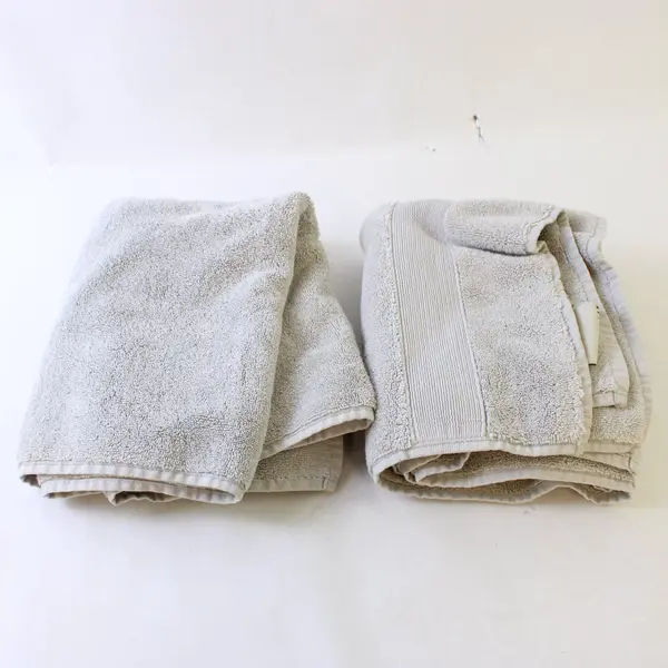 Set of 2 Pottery Barn Light Gray Cotton Hand Towels 18" x 28"