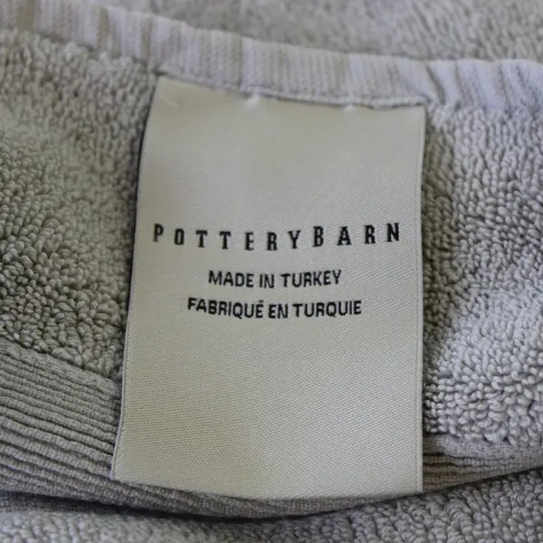 Set of 2 Pottery Barn Light Gray Cotton Hand Towels 18" x 28"