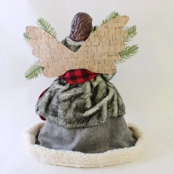 Buffalo Check Christmas Angel Tree Topper 13.5"