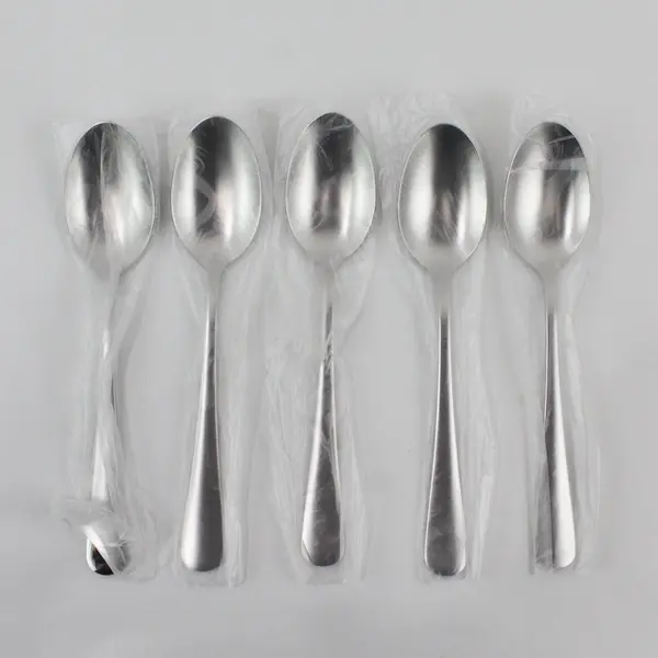 Lot of 5 HIKAA Contemporary Pattern 18/10 SS Oval Soup Spoons New In Plastic 8"