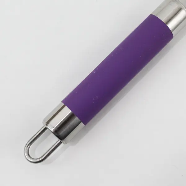 Mainstays Vegetable Fruit Peeler Stainless Steel Blade Purple Silver 7.5" Long