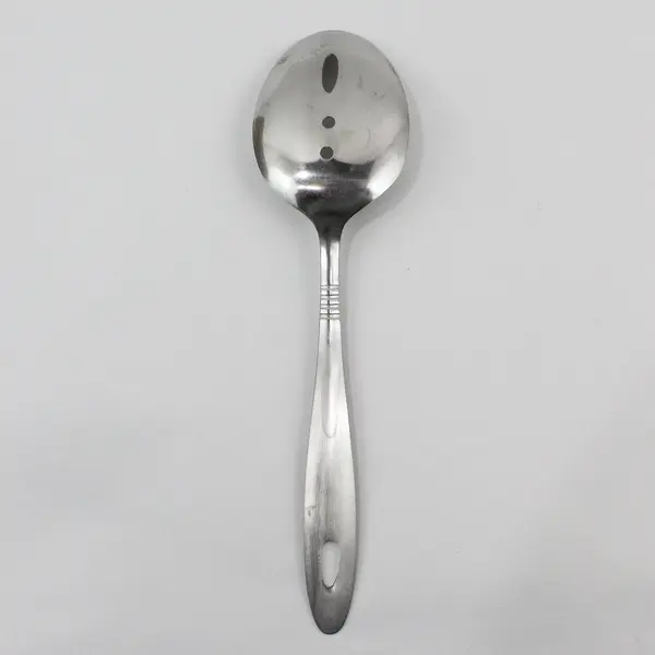 Stainless Steel Serving Spoon Featuring 3 Distinct Pierced Holes 9.25" Long