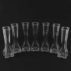 Lot Of 7 Europa Matching Clear Pressed Glass Bud Vase 6" Tall Home Decor