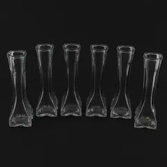 Lot of 6 Europa Clear Pressed Glass Bud Vases 6in Tall Home Decor
