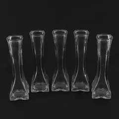 Lot Of 5 Europa Matching Clear Pressed Glass Bud Vase 6" Tall Home Decor