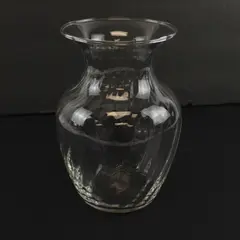 Clear Glass Floral Vase Ribbed Cuts Hourglass Centerpiece