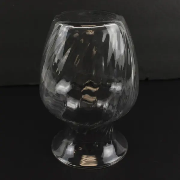 Clear Glass Floral Vase Ribbed Cuts Hourglass Centerpiece