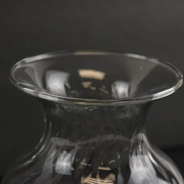 Clear Glass Floral Vase Ribbed Cuts Hourglass Centerpiece