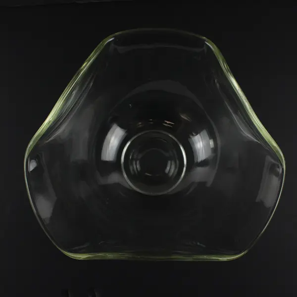 Vintage Clear Glass Geometric Ruffled Rim Serving Bowl Mid-Century Modern