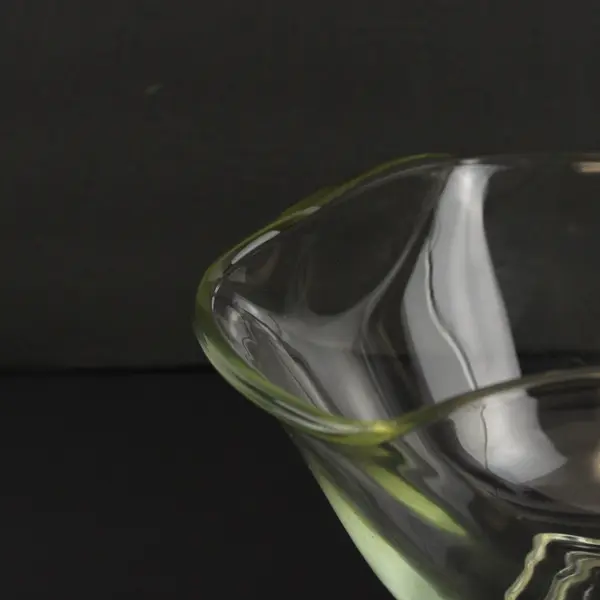 Vintage Clear Glass Geometric Ruffled Rim Serving Bowl Mid-Century Modern