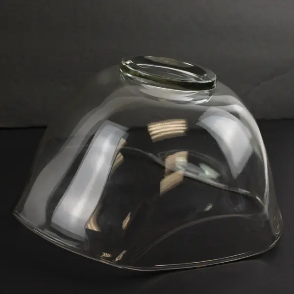 Vintage Clear Glass Geometric Ruffled Rim Serving Bowl Mid-Century Modern