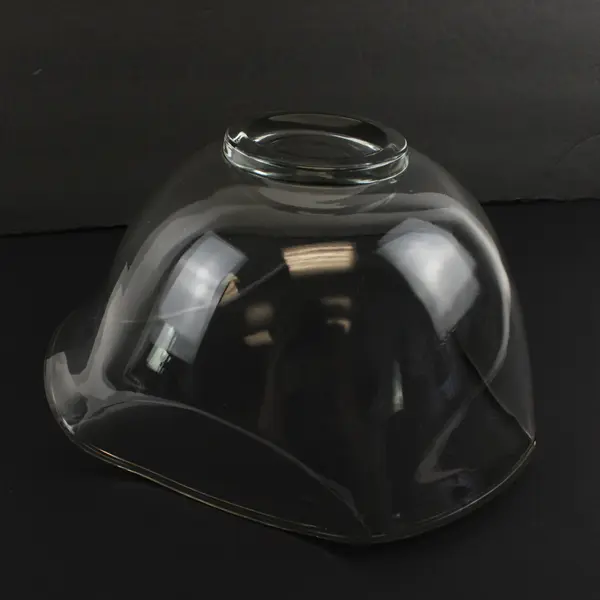 Vintage Clear Glass Geometric Ruffled Rim Serving Bowl Mid-Century Modern