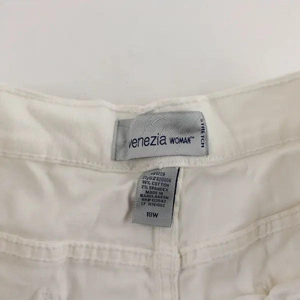 Venezia White Stretch Straight-Leg Pants Women's Size 18W