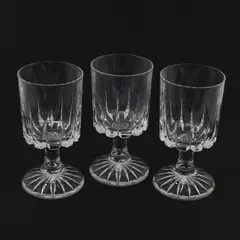Lot Of 3 Royal Crystal Rock Zeus Pattern Clear Glass Water Goblets 5.5" Tall