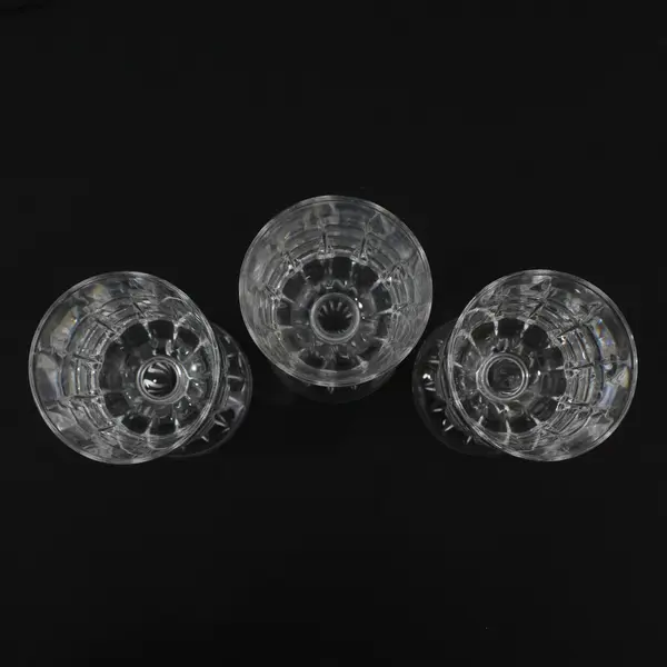 Lot Of 3 Royal Crystal Rock Zeus Pattern Clear Glass Water Goblets 5.5" Tall
