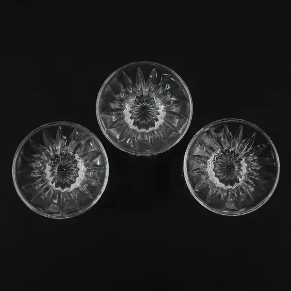 Lot Of 3 Royal Crystal Rock Zeus Pattern Clear Glass Water Goblets 5.5" Tall