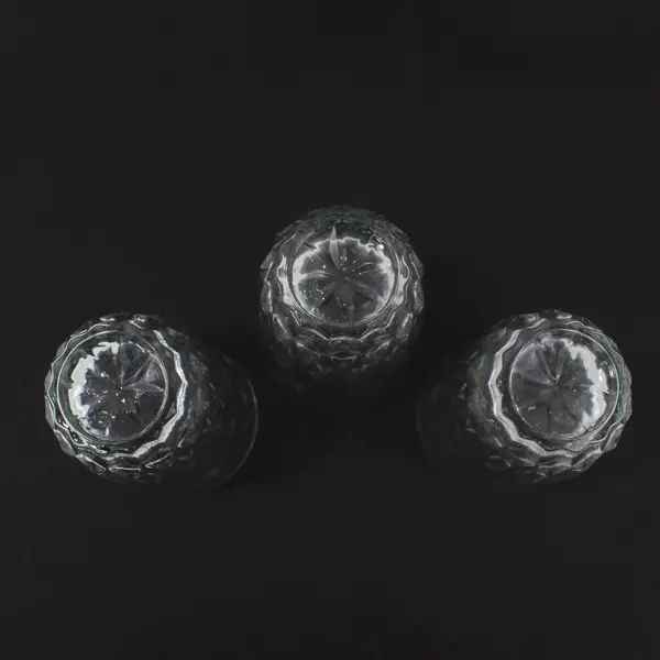 Lot Of 3 Princess House Heritage Pattern Clear Glass Flat Tumblers 5.25" Tall