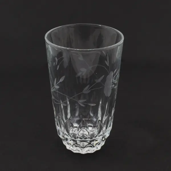 Lot Of 3 Princess House Heritage Pattern Clear Glass Flat Tumblers 5.25" Tall