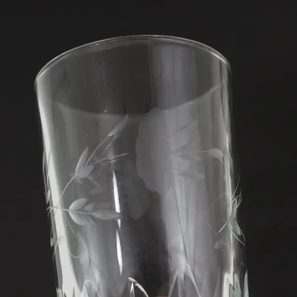 Lot Of 3 Princess House Heritage Pattern Clear Glass Flat Tumblers 5.25" Tall