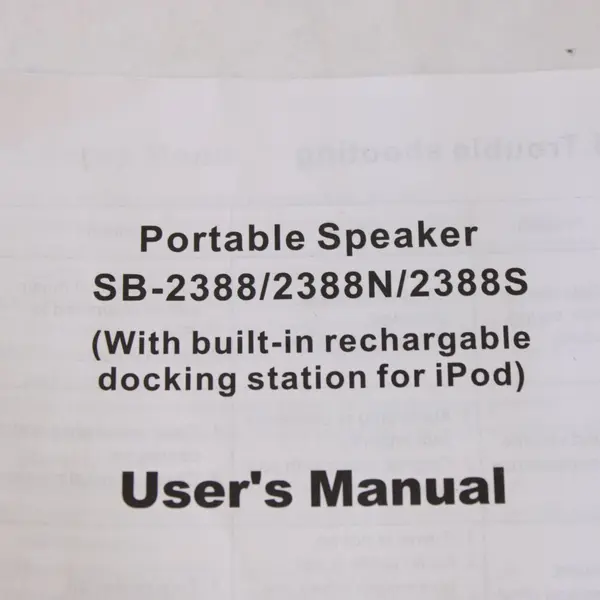 Portable Speaker SB-2388/2388N/2388S Used Untested As Is