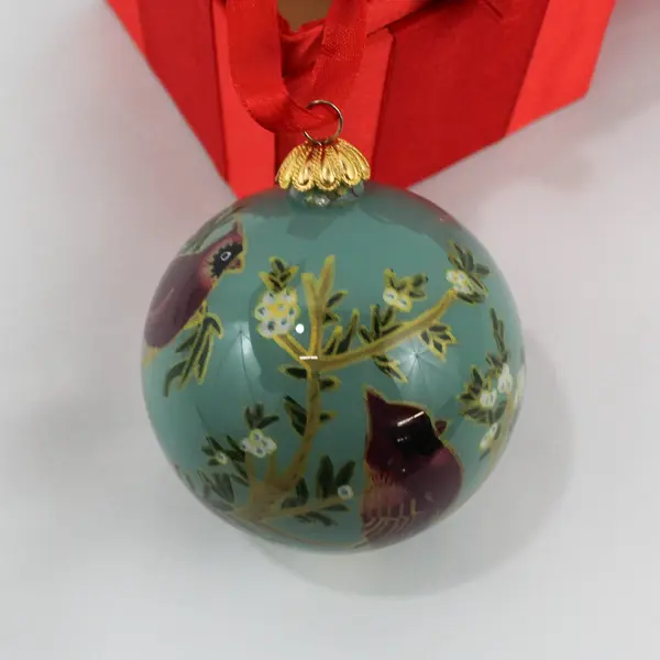 Unbranded Painted Glass Ornament - Cardinals 