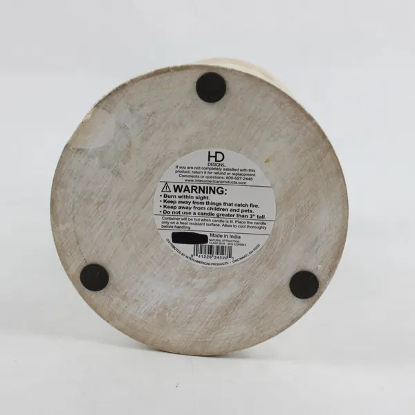 HD Designs White Distressed Finish Wooden Pillar Candle Holder 8"